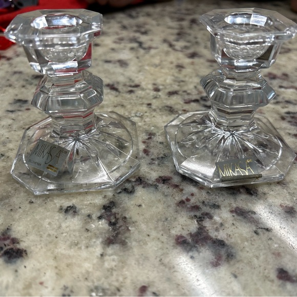 Mikasa Edinburgh Crystal Candle Stick Holders Set of 2 - Picture 2 of 9